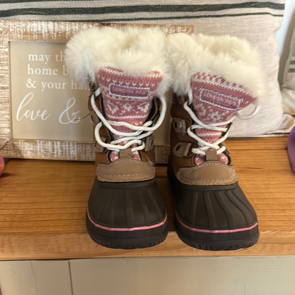 London Fog Pink and Brown Winter Boots